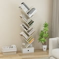 thumbnail image 3 of Costway 10-Tier Wooden Tree Bookshelf with Drawer Display Storage Organizer Rack Beige, 3 of 9