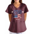 thumbnail image 5 of Youpwaven 250th Anniversary USA Women's Scrub Top, 1776-2026 Patriotic Nursing Uniform, V-Neck Workwear With Pockets, Distressed Flag Graphic Shirt, 5 of 7