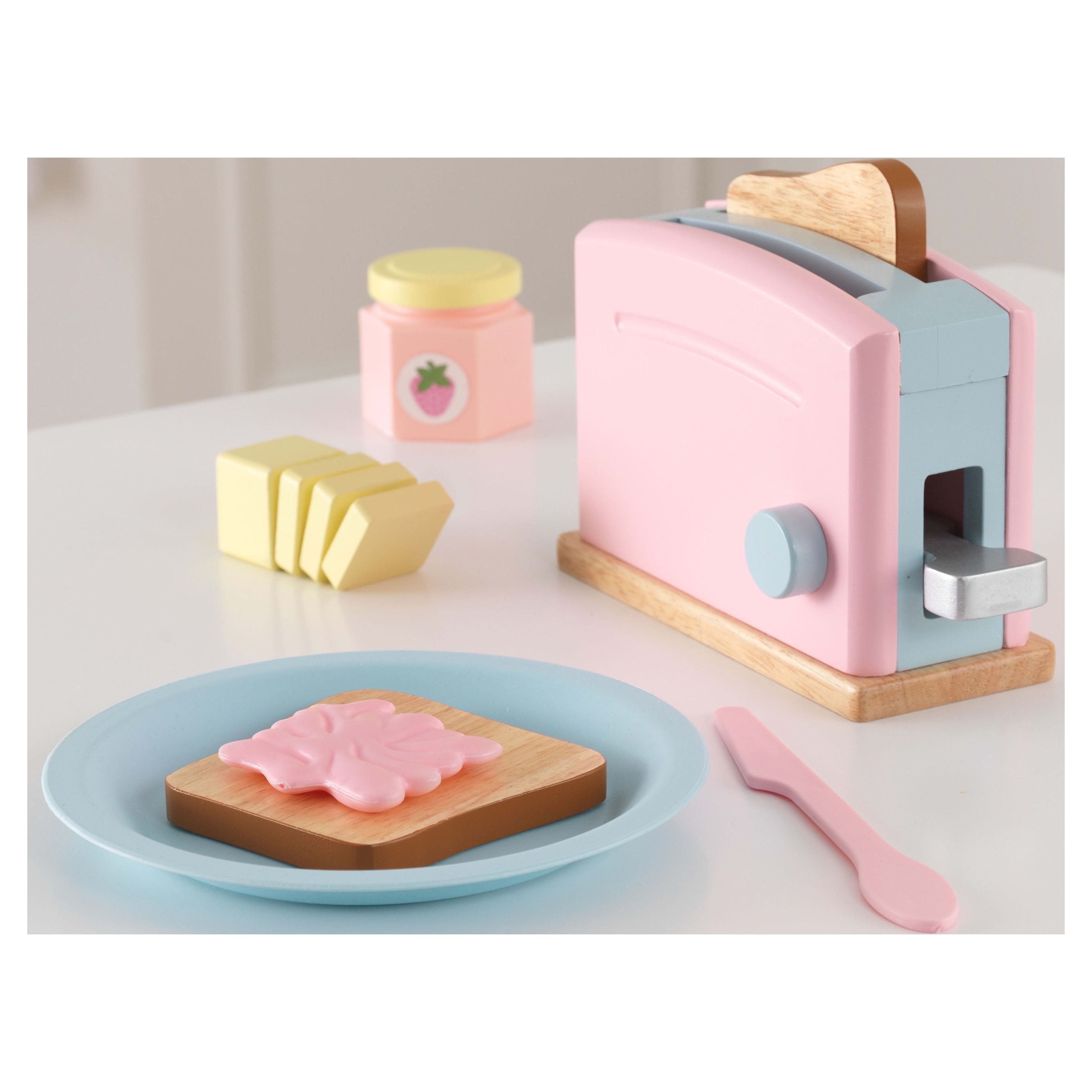 KidKraft Wooden Toaster Playset with 8 Pieces, Kitchen Toy - Pastel - image 2 of 3