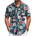 thumbnail image 1 of Camisa COOFANDY Tropical Hawaiian de manga corta para hombre, color negro, 1 of 6