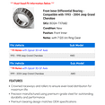 thumbnail image 2 of Front Inner Differential Bearing - Compatible with 1993 - 2004 Jeep Grand Cherokee 1994 1995 1996 1997 1998 1999 2000 2001 2002 2003, 2 of 2