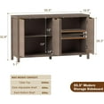 thumbnail image 2 of Hanherry 55 inch Sideboard Buffet Cabinet with Storage & Adjustable Shelves, Modern Wood Multifunctional 3D Striped Credenza Kitchen Cabinet with 4 Doors for Living Room, Dining Room, Dark Walnut, 2 of 7