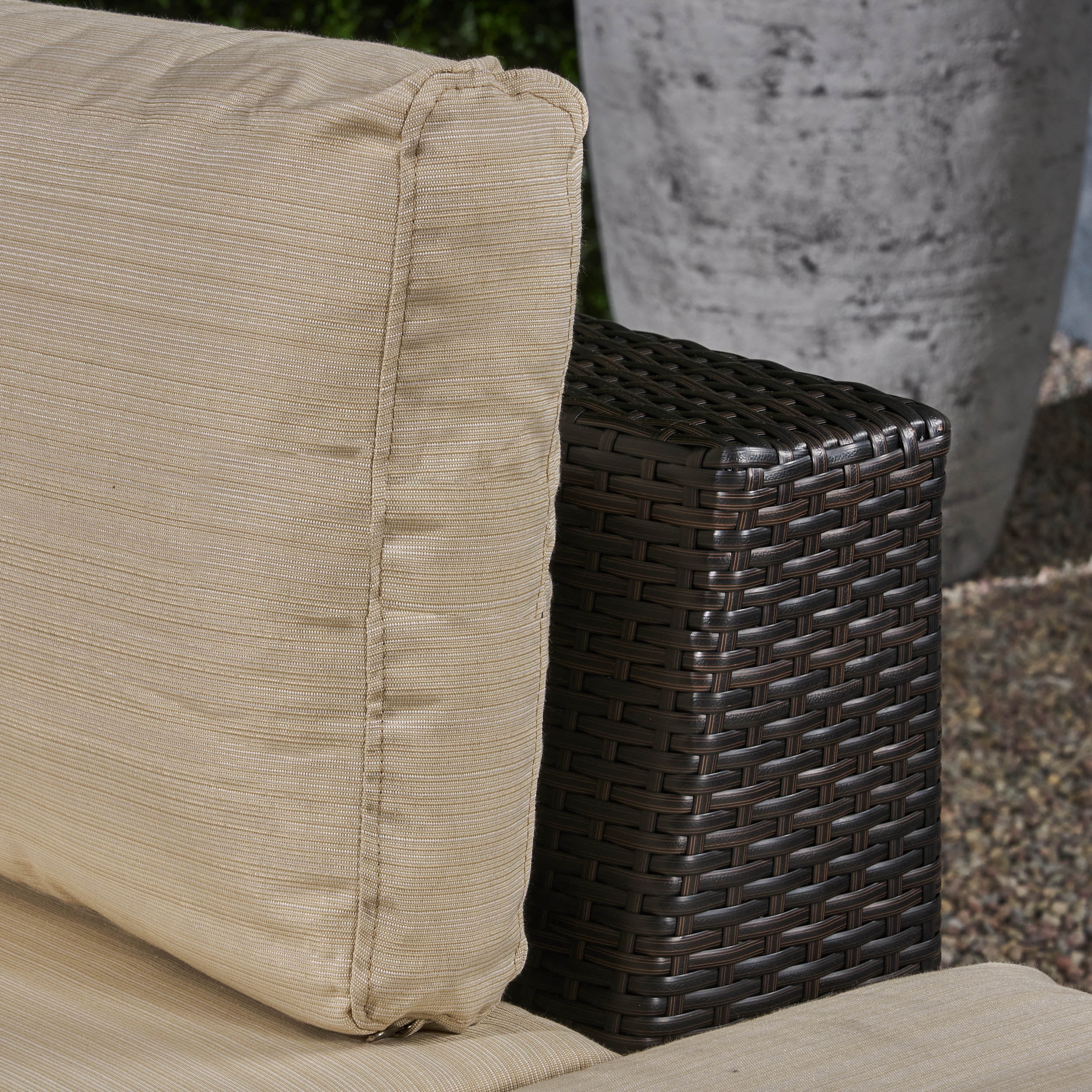 Brooke Outdoor 8 Piece Wicker Sofa Set and Cushions with Aluminum Frame, Multibrown, Beige