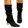 thumbnail image 3 of 2025 Fall Women's Mid-Calf Boots High Heeled Suede Pointed Toe Fashion Shoes for, 3 of 9