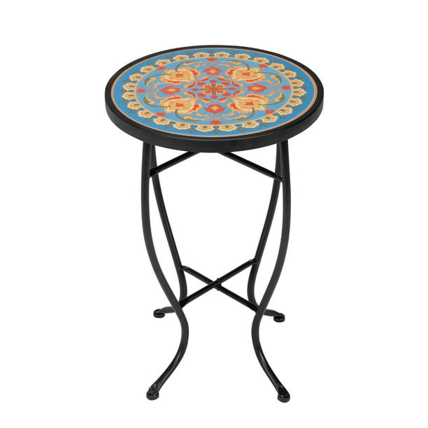 Retro Patio Garden Mosaic Tables, Small Round Accent Tables Side Tables