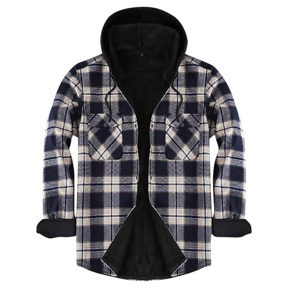 Lovzfmll Veste à Capuche à Carreaux pour Hommes Doublée en Polaire, Manteau Sportif à Fermeture Éclair, Poids Lourd, Violet, TG