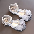 thumbnail image 4 of B91xZ Chaussures de Robe pour Fille Tout-Petit Ballerines Fête École Mariage, Argent 7, 4 of 5