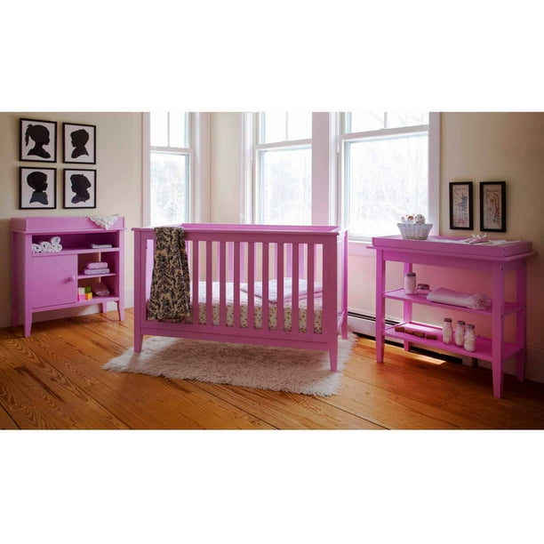 Lolly Me Color Me 3 In 1 Convertible Crib Bubble Gum Pink