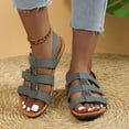 thumbnail image 2 of Women’s Flat Sandals, Soft Straps Slip-on Open Toe Light Weight Elastic Slingback Comfort Casual Walking Sandals Gray 7.5, 2 of 7