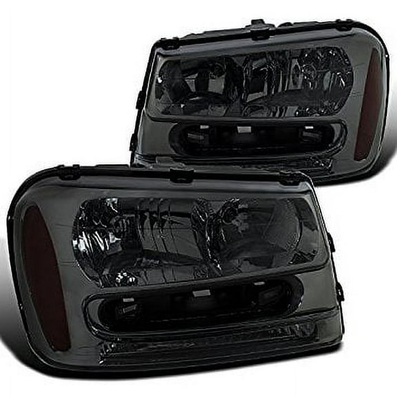 Spec-D Tuning 2LH-TBLZ02G-SY Chevy Trail Blazer Euro Smoke Crystal Headlights w/ Amber Reflector