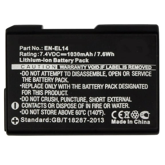 Batteries N Accessories BNA-WB-L9017 Digital Camera Battery - Li-ion, 7.4V, 1030mAh, Ultra High Capacity - Replacement for Nikon EN-EL14 Battery