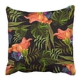 thumbnail image 1 of EREHome Housse de Coussin Motif Fleur Tropicale Hawaïenne Colorée et Feuille Verte Abstraite 16x16 Pouces, 1 of 1