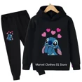 thumbnail image 3 of Conjunto de 2 piezas de ropa con capucha de punto para niños y niñas, sudadera informal de manga larga y pantalones largos, conjuntos para niños de 2 a 13 años, ropa de otoño, 3 of 5