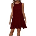 thumbnail image 3 of Rvasteizo Women Tank Dress Sleeveless Ruffle Zip Up Loose Knee Length Dress, 3 of 5