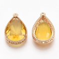 thumbnail image 1 of 2 colgantes de cristal facetado en forma de lágrima con engaste de latón dorado y parte trasera abierta., 1 of 2