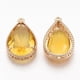 thumbnail image 1 of 2 colgantes de cristal facetado en forma de lágrima con engaste de latón dorado y parte trasera abierta., 1 of 2
