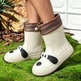 thumbnail image 4 of Women's Waterproof Mid-Calf Rain Boots Slip-On Winter Welly Shoes White 5.5-6, 4 of 7