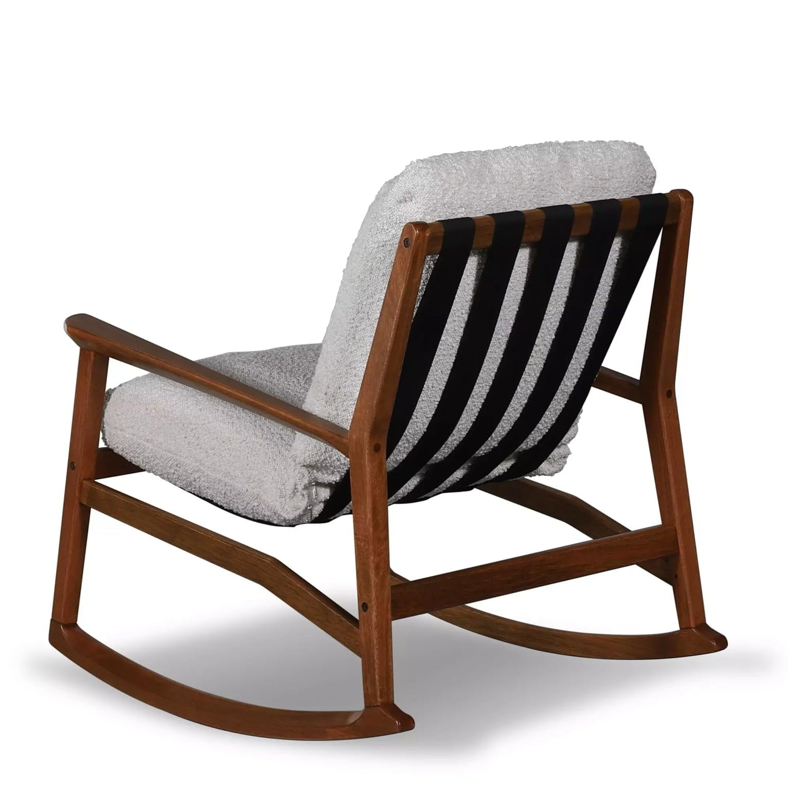 Grain Wood Furniture Solid Wood Mid Century Rocking Chair with Tapioca Premium Boucle Coushions