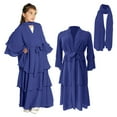 thumbnail image 5 of EnJoCho Musli𝗆 Girls Abayas Dress for Kids Long Sleeve Chiffon Islami𝖼 Kaftan Robe Open Front Cardigan Prayer Dress with Hijab, 5 of 7