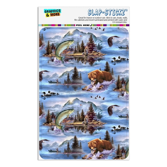Mountain Fly Fishing Bear Stream Lake Fish Home Business Office Sign