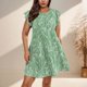 thumbnail image 2 of Vestido Corto de Manga Larga para Mujeres Talla Grande Cuello Redondo Manga Corta Impresión Floral, Cómodo Vestido de Verano Casual, 2 of 6