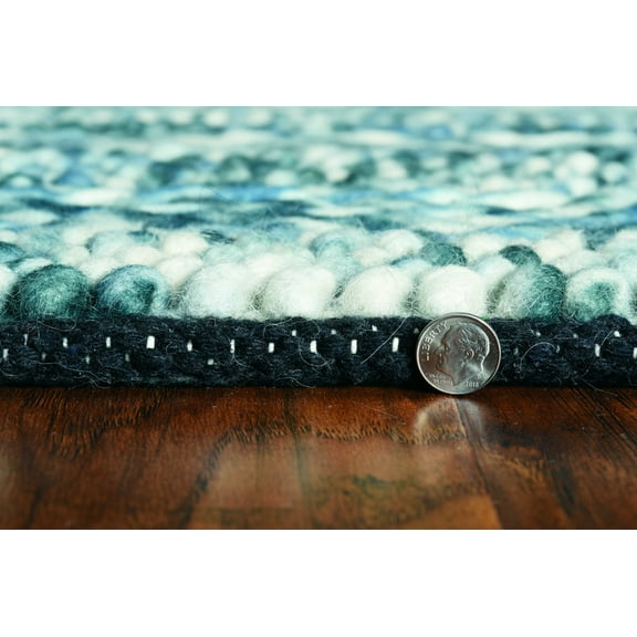 9'x13' Blue Heather Hand Woven Knobby Stripes Indoor Area Rug