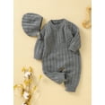 thumbnail image 3 of hirigin Baby Boys Girls Romper Outfit, Round Neck Long Sleeve Snap Closure Knitted Jumpsuit and Hat, 3 of 9