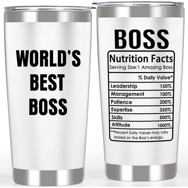 Taza de Jefe, Regalos para Jefes, Regalos de Navidad para Jefes, Ideas de Regalos para el Día del Jefe, Los Mejores Regalos de Agradecimiento a Jefes, Divertida Taza de Café de Viaje, 20 oz