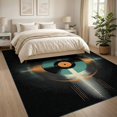 thumbnail image 3 of ODIKA 8'x10' Washable Area Rug Record Vinyl Vintage Music Disc Motif Abstract Sound Wave Shaped for Living Room, Under Sectional, Family , Durable, Non-Slip, 3 of 7