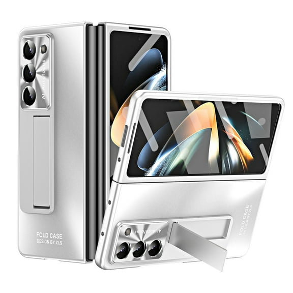 Elehold for Samsung Galaxy Z Fold 7 Case with Screen Protector, Aluminum Alloy Stand Slim Matte Durable Kickstand Case Compatible for Samsung Galaxy Z Fold 7 5G,Silver