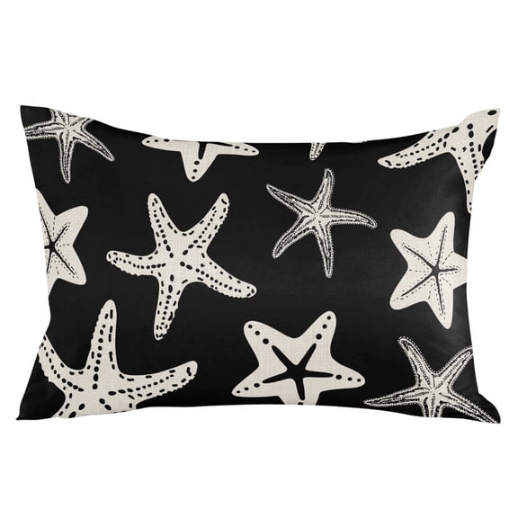 Black Starfish Coastal Throw Pillow Cover 24 x 36 Inch Decorative Pillow Cover Nautical Summer Ocean Abstract Art Lumbar Pillowcase Seasonal Rectangle Cushion Case for Couch Sofa Bed Living Room