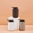 thumbnail image 2 of Dispensador de jabón de cerámica, botellas mate para líquidos de manos con bomba de plástico, tarro rellenable para loción de platos., 2 of 5