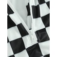 thumbnail image 6 of Bagilaanoe Toddler Baby Girls Casual One Piece Swimwear Romper 1-5 Years Checkerboard Print Long Sleeve Ruffle Zipper Beachwear Ruffle Rashguard Bathing Suits, 6 of 8
