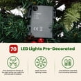 thumbnail image 4 of 3ft Artificial Small Christmas Tree with 70 Warm White Lights, Mini Tabletop Christmas Tree, Battery Operated 100 PE & PVC Mixed Thick Branches Pinecones Red Berries Burlap Base Xmas Desk, Home Decor, 4 of 10