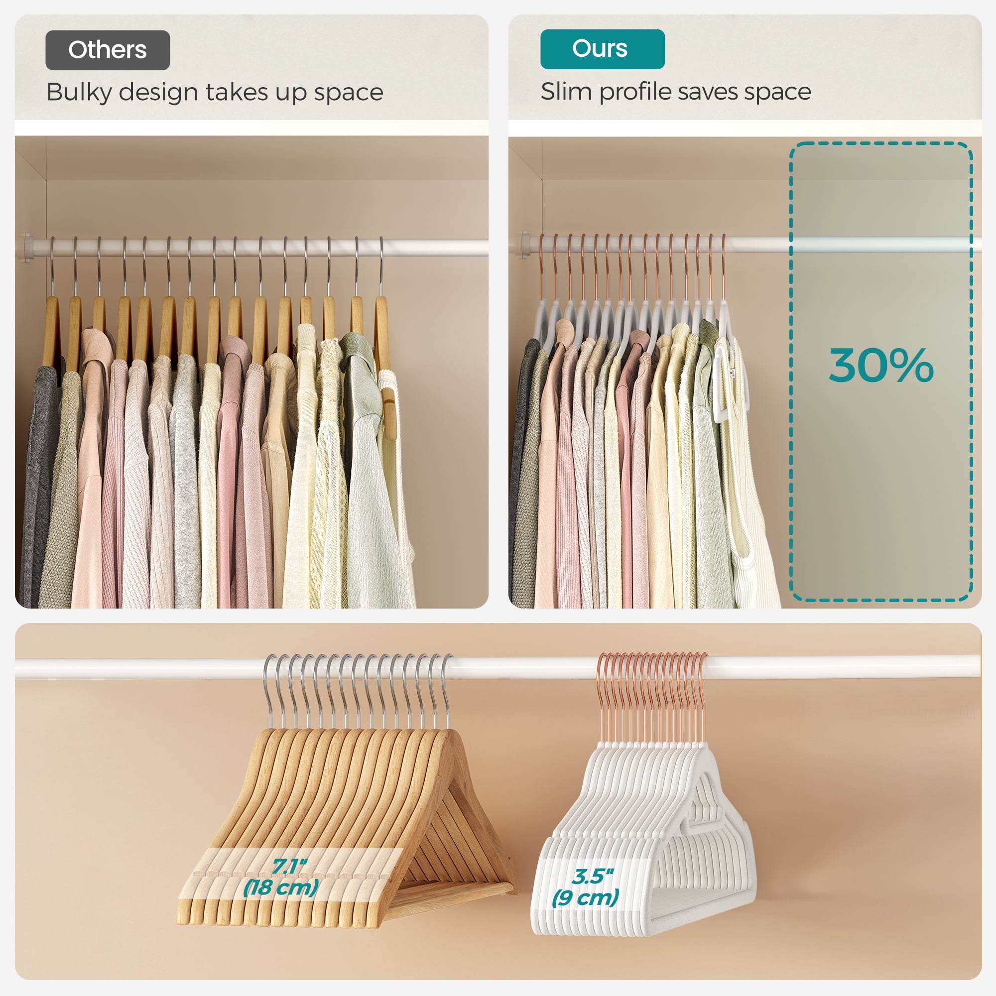 50 Pack Velvet Hangers Clothes Hanger with Swivel Hook Non-Slip for Coat Shirt Dress Pants Tie Cloud White