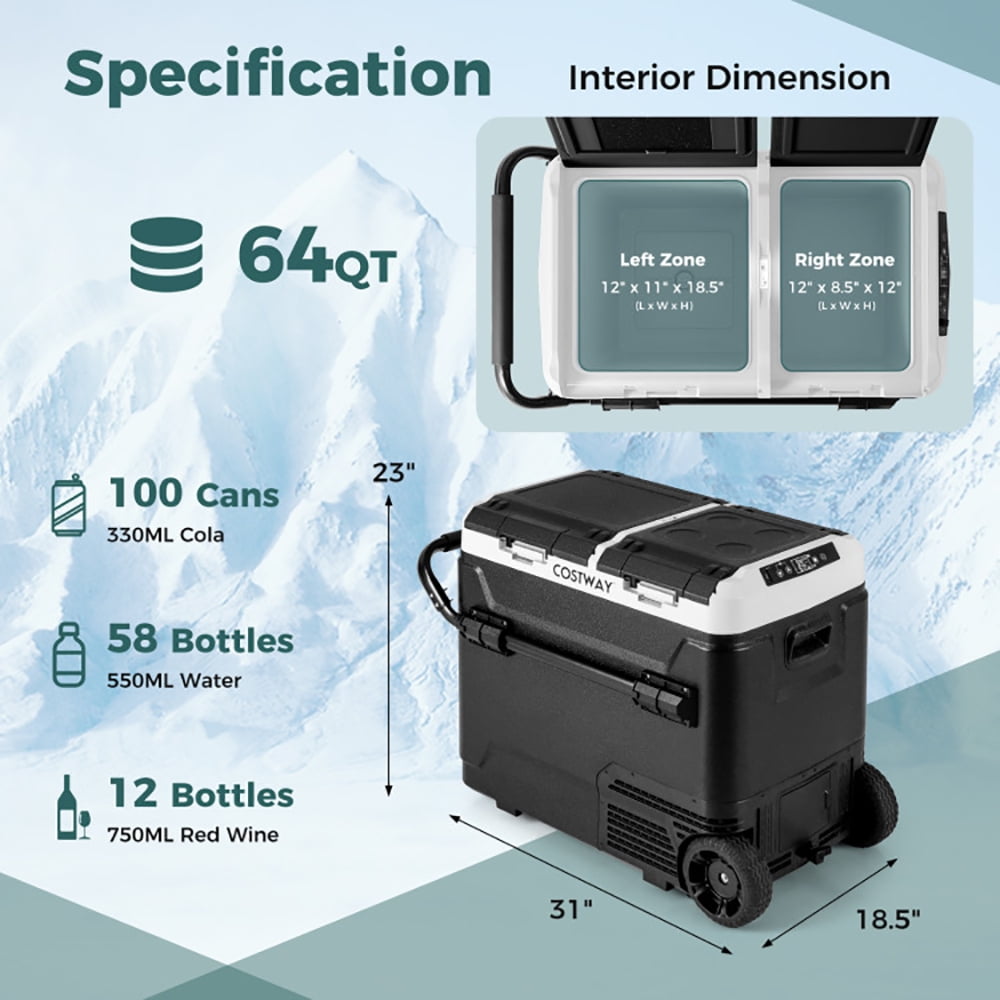 Aimee Lii 64QT Portable Compressor Fridge Freezer for Vehicles Camping Travel Truck, Portable Water Cooler, Black Aimee Lii 64QT Portable Compressor Fridge Freezer for Vehicles Camping Travel Truck, Portable Water Cooler, Black