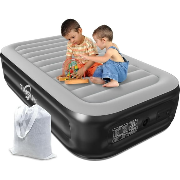 18" Queen Air Mattress, Portable Inflatable Blow Up Bed with Built-in Pump, Air Bed for Camping, Beach, Outdoor, Guest