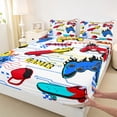 thumbnail image 3 of Homewish Modenr Video Gamer Bed Sheets for Boy, Cartoon Game Console King Sheets, Stripes Lines Sheet Set, Microfiber Bedroom Decor, 4-Piece, 3 of 7