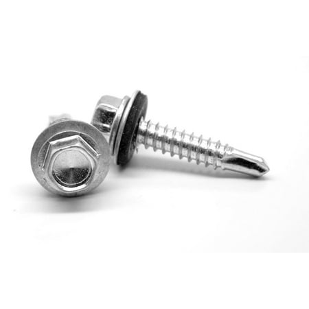 

#10-16 x 1 BSD Thread Self Drilling Screw Hex Washer Head with Bonded Neoprene Washer Low Carbon Steel Zinc Plated Pk 2500