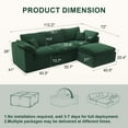 thumbnail image 3 of Mangodan 112" L shaped Cloud Sectional Boneless Couch,  Modular Sectional Sofa with Convertible Ottoman, No Assembly, Green, 3 of 9