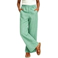 thumbnail image 3 of Baggy Sweatpants Dqueduo Women's Plaid Wide-Leg Pants with Pockets – Casual Trousers Green XL, 3 of 8