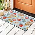 thumbnail image 2 of YFYANG 36"x24" Non-Slip Flannel Carpet Doormat, Living Room Bedroom Office Decorative Area Rugs, Indoor Vintage Strawberry Flower Doodle Floor Mats, 2 of 7
