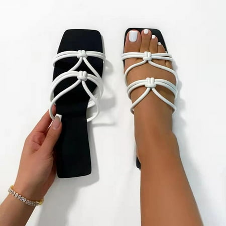 

Women s Leisure Vacation Wear Woven Open Toe Flat Bottom Beach Cool Slippers