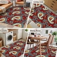 thumbnail image 5 of 3'x5' Area Rugs, Red Boho Botanical Indoor Outdoor Area Rug for Living Room Bedroom, Southwestern Retro Leaves Ethnic Tribal Washable Bathroom Rugs Kitchen Floor Carpet Mats Home Decor Aesthetic, 5 of 8