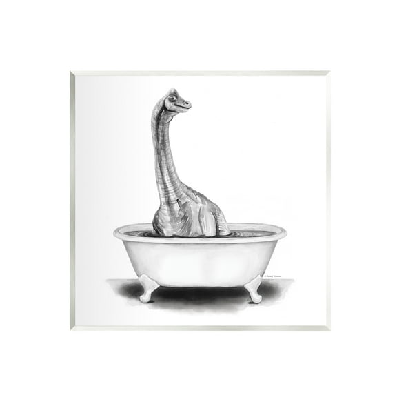 Stupell Dinosaur Vintage Bathroom Tub Animals & Insects Painting Wall Plaque Unframed Art Print Wall Art