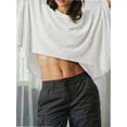 thumbnail image 5 of Women's T-shirt Round neck short-sleeved casual tops Elegant solid colour T-shirt tops, 5 of 6