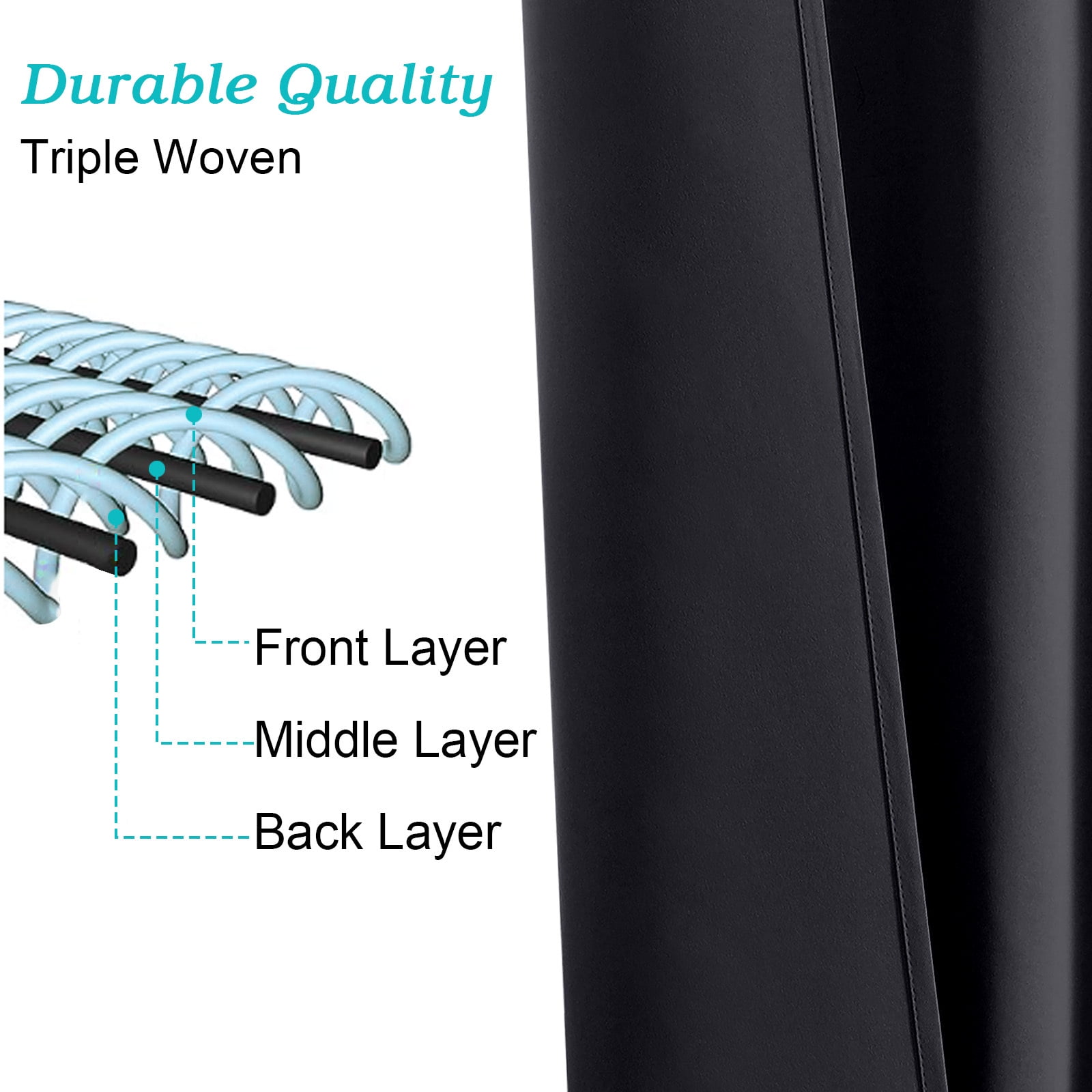 Patin SMWG Rod Pocket Blackout Curtains S2 Black 2x50x120"