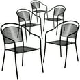 thumbnail image 2 of Flash Furniture Commercial Grade 5 Pack Black Indoor-Outdoor Steel Patio Arm Chair with Round Back, 2 of 14