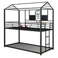 thumbnail image 6 of Twin Over Twin Low Bunk Bed for Kids, Twin Size Metal Bunk Beds with Integrated Ladder and Roof, House Bunk Bed Metal Housebed with Slide and Full-Length Guardrails, No Box Spring Needed, Black+Red, 6 of 7