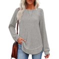 thumbnail image 3 of Tunic Tops for Women Loose Fit Dressy Long Sleeve Shirts Womens Sweaters Crew Neck Fall Clothing Gray L, 3 of 6